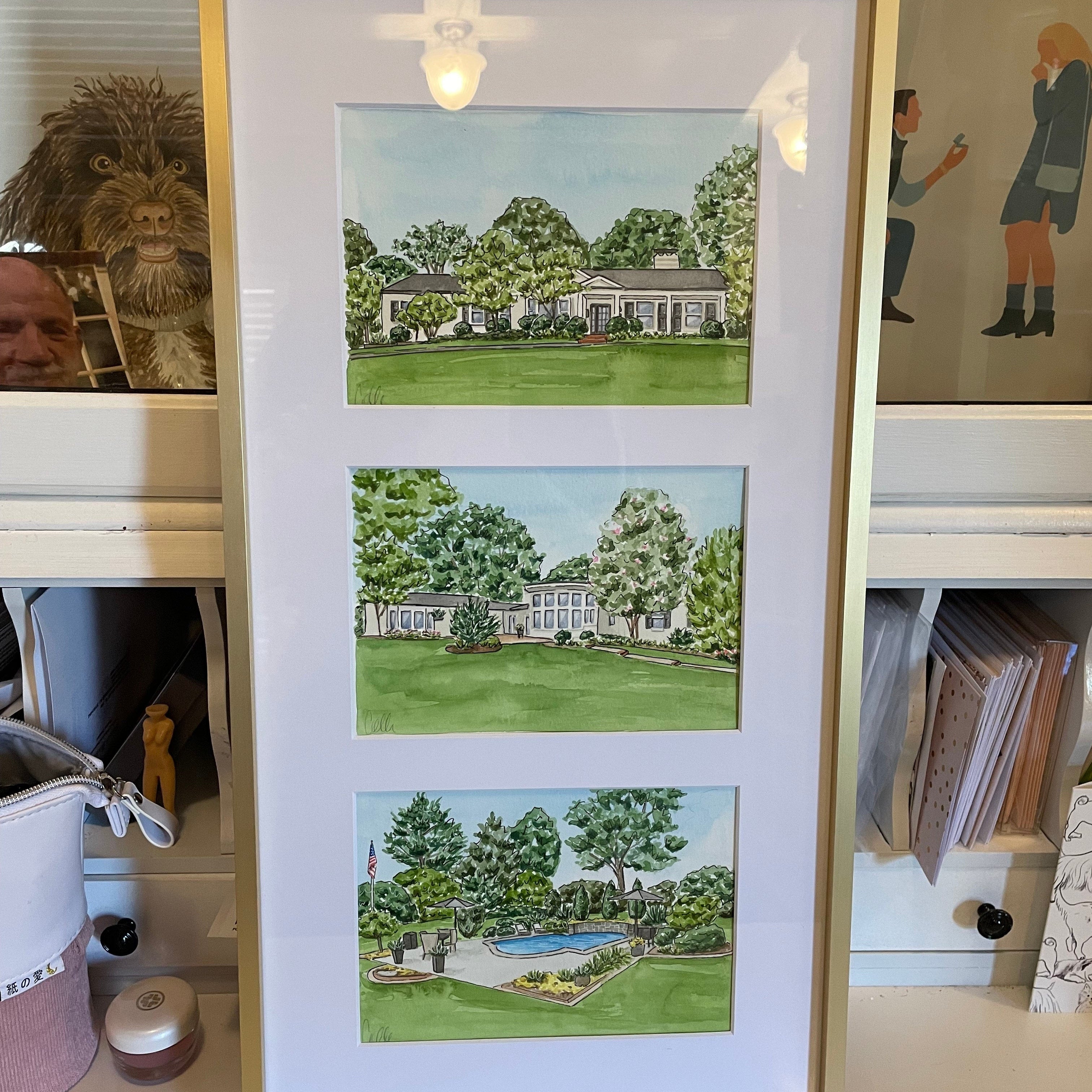 Custom Watercolor Wedding Venue Portrait