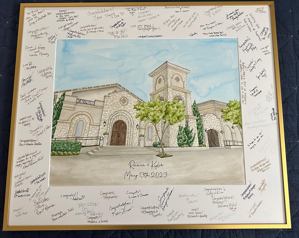 Custom Watercolor Wedding Venue Portrait