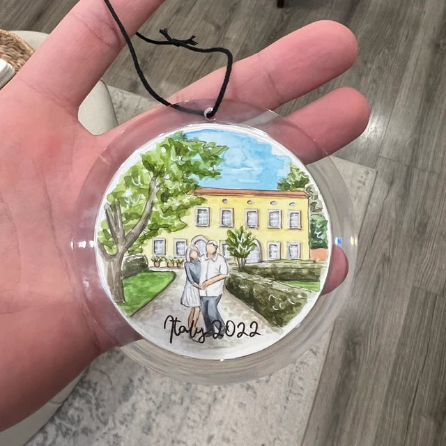 Custom Watercolor Wedding Venue Ornament