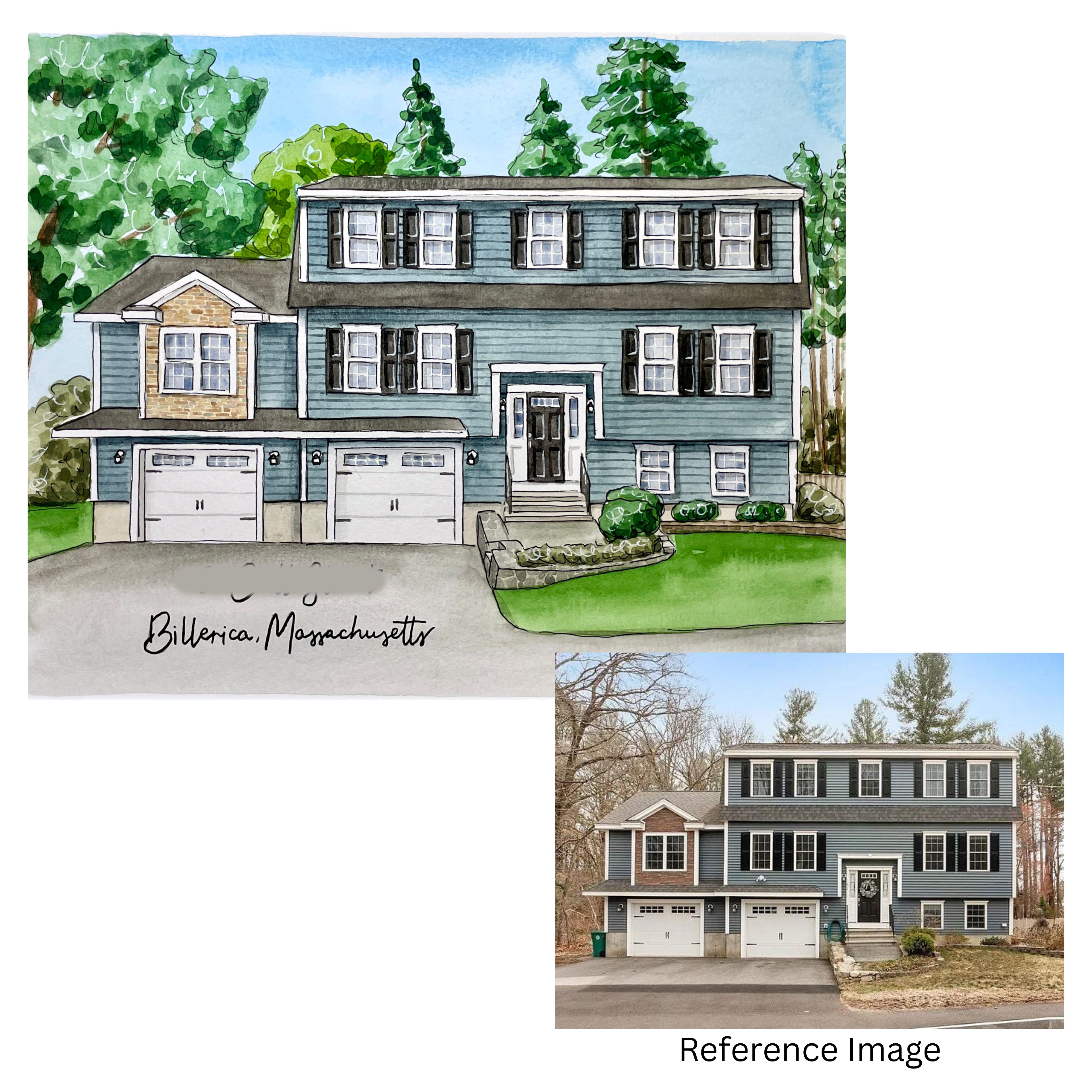 Custom Watercolor House Portrait