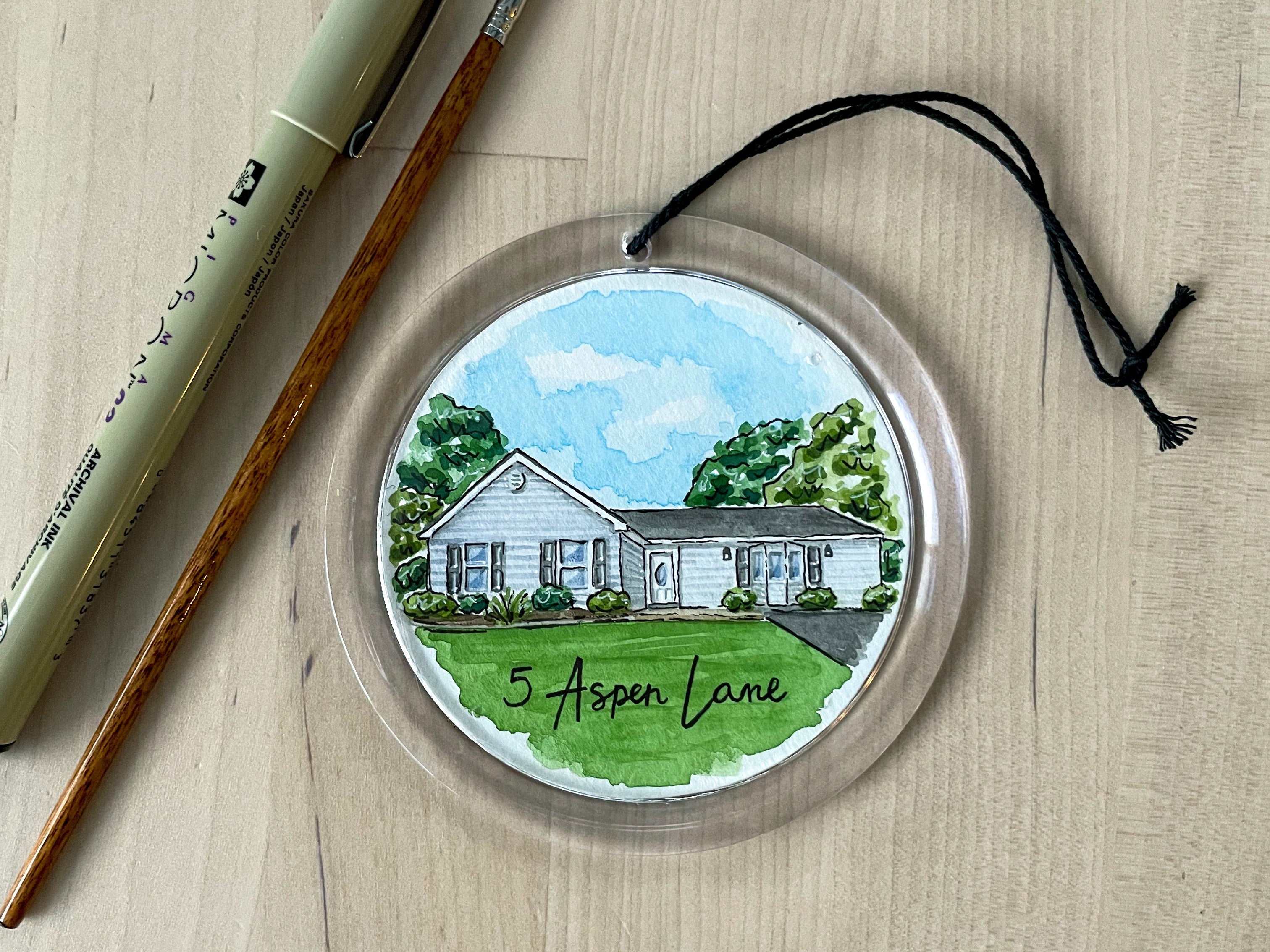 Custom House Watercolor Ornament