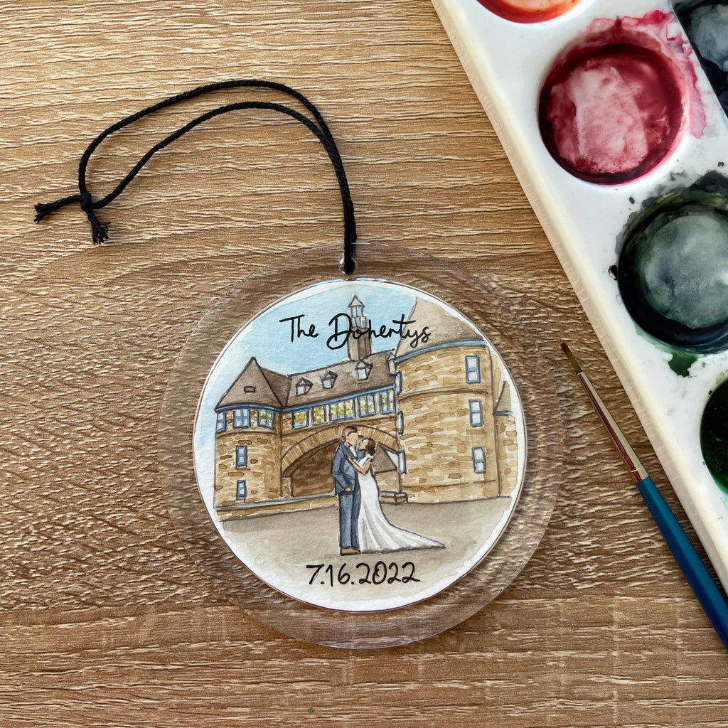 Custom Watercolor Wedding Venue Ornament