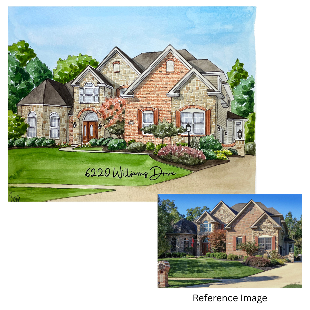 Custom Watercolor Wedding Venue Portrait