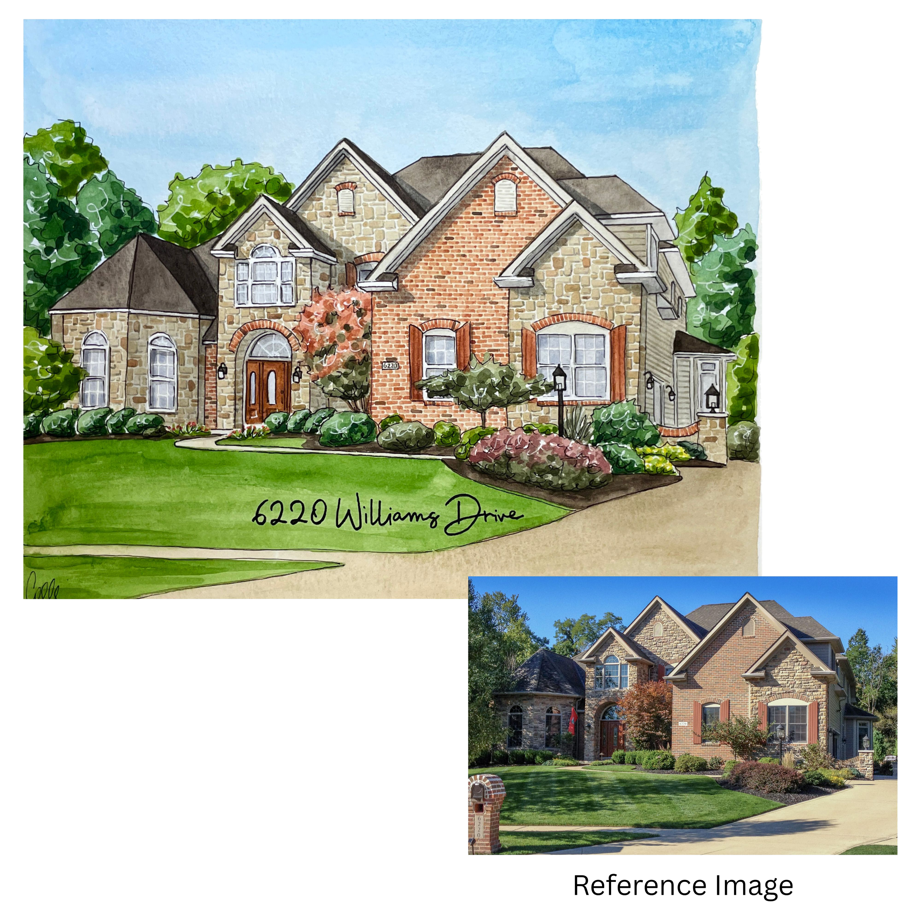 Custom Watercolor Wedding Venue Portrait